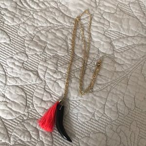 Black horn necklace with tassel
